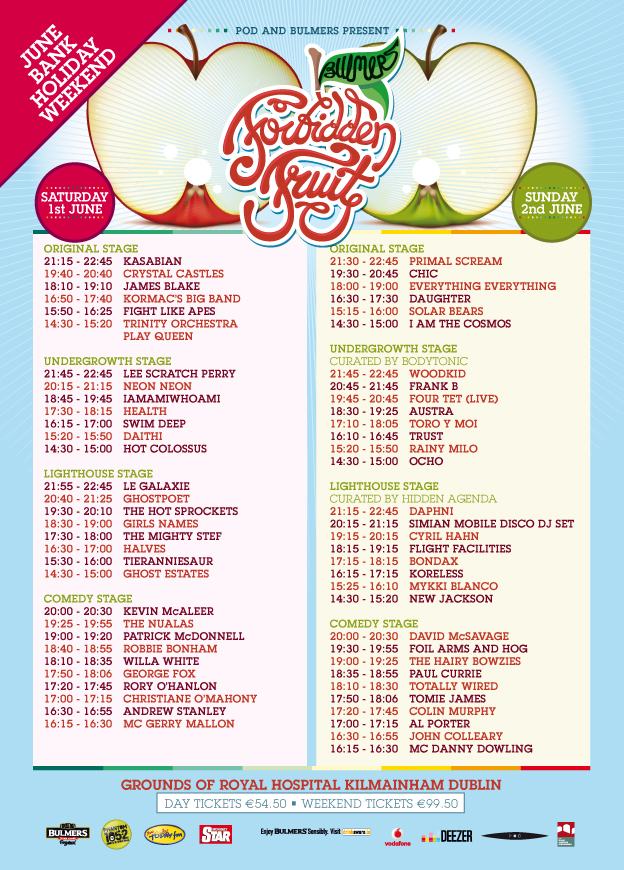 Forbidden Fruit 2013 timetable eflyer