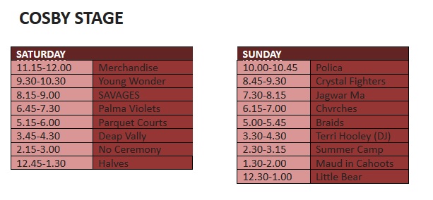 Cosby Stage Timetable - Electric Picnic 2013
