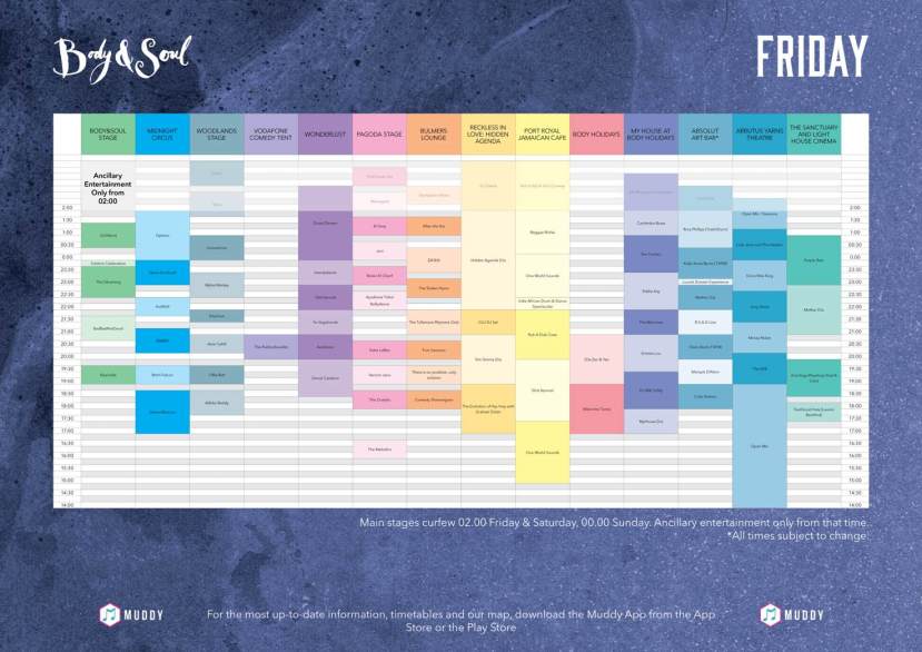 Body&Soul Friday Line Up