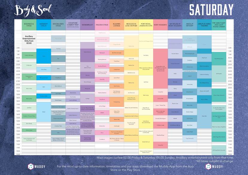 Body&Soul Saturday Line Up